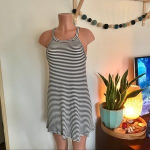 Madewell Navy white stripe rib knit tank dress